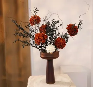 Nordic style dried flower bouquet with brown vase home decor elegant artificial floral arrangement