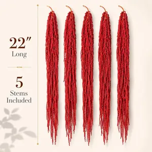 22 inch red hanging amaranthus stems artificial flowers 5 pieces for wedding home decor