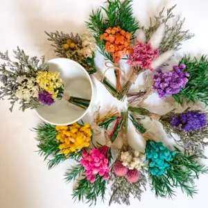 Colorful dried flower bouquets DIY home decor daisy lavender arrangement cute gift.