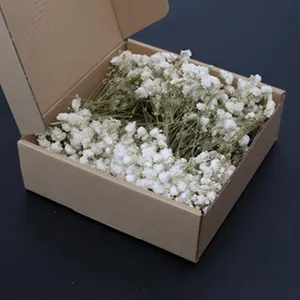 Natural dried white baby's breath flowers in gift box for home decor and party styling detail.