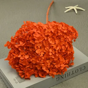 Orange preserved hydrangea single branch dry flower for home decoration handmade floral bouquet