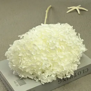White preserved hydrangea single branch dried flower for DIY floral bouquet and home decor
