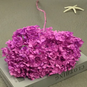 Pink hydrangea preserved dried flower single branch, ideal for handmade DIY floral bouquet decor.