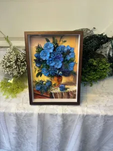 Decoración de arte enmarcada de rosas preservadas 3D regalo floral exquisito hecho a mano para cumpleaños
