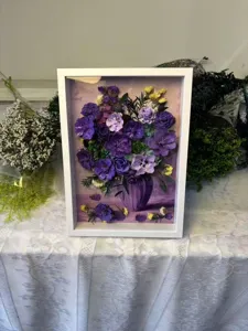 Caja de sombra de flores secas moradas arte floral enmarcado decoración regalo romántico