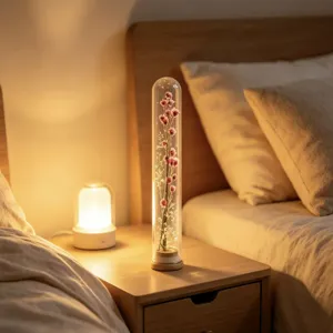 Glas Reagenzglas Trockenblume Ornament, romantische Schlafzimmer Nachttisch Deko Geschenk.