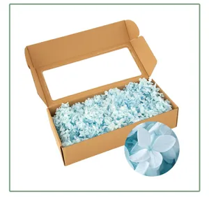 Preserved blue hydrangea dried flowers in kraft box for DIY crafts and gift decoration.