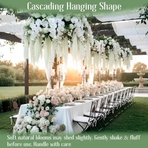 Cascading hanging flower arrangements for wedding party and holiday home interior decoration.