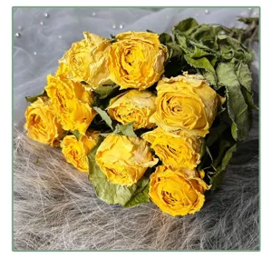 Yellow dried rose bouquet preserved flowers DIY material package for home decor gift 1pc