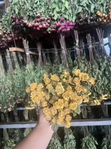 Dried yellow roses bouquet for DIY crafts, home decor, wedding floral arrangement and gifts.