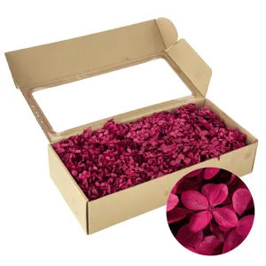 Preserved red hydrangea dried flowers in kraft window gift box, perfect for DIY crafts and decor.