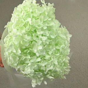 Preserved hydrangea single stem dried flower bouquet light green 20cm floral arrangement decor