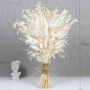 Natural dried flower bouquet white bunny tails grass pampas grass home decor 45cm tall