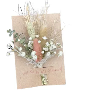 Dried flowers bridesmaid proposal greeting card mini bouquet wedding party gift accessory