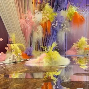 Colorful dried flowers and pampas grass details for wedding decoration and gift box packaging filling.