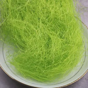 Bright green sisal hemp silk gift box packaging filler for wedding party and floral crafts.
