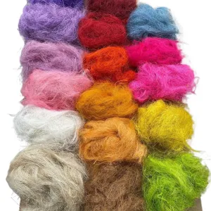 Colorful sisal hemp fiber bundles for gift box packaging, wedding decoration and craft filler.
