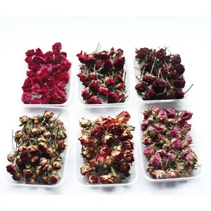 Dried rose buds in transparent boxes, perfect for DIY epoxy resin crafts, candles, and framing.