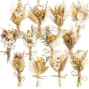 12 pcs mini dried flower bouquets boho style natural plants for wedding table decor details