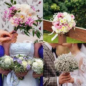 Wedding bridal bouquet preserved baby breath flowers DIY floral arrangement home decor romantic