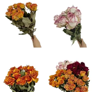 Preserved dried rose bouquets colorful big head roses for DIY craft floral arrangements