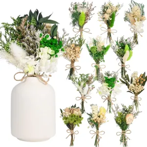 Mini dried flower bouquets with white ceramic vase for home wedding decor boho style