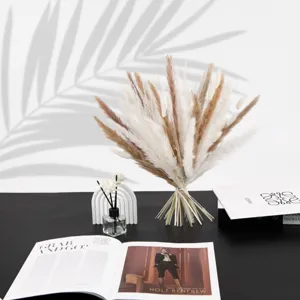 Natural dried pampas grass bouquet detail, aesthetic home decor floral arrangement for wedding.