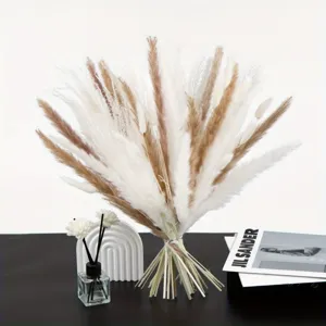 Natural dried pampas grass bouquet mixed with bunny tails reed floral arrangement home decor
