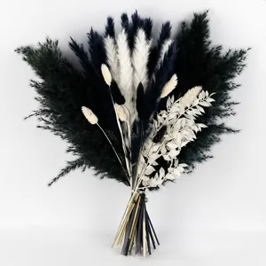 Black and white dried pampas grass bouquet mixed floral arrangement for home decor wedding party gift