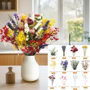 Natural Dried Flowers Bouquet Mixed Preserved Baby Breath Eucalyptus Home Decor Floral Arrangement Gift
