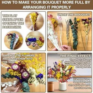 Dried flower bouquet mixed preserved baby breath home decor arrangement guide display