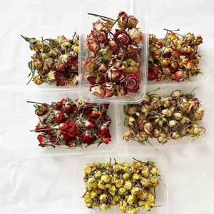 Natural dried rose buds flowers for epoxy resin, aromatherapy candles and DIY crafts.