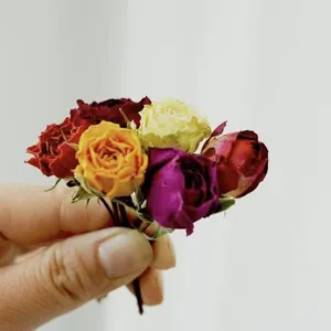 Dried small roses bouquet multi-color flowers for DIY epoxy resin scented candles crafts.