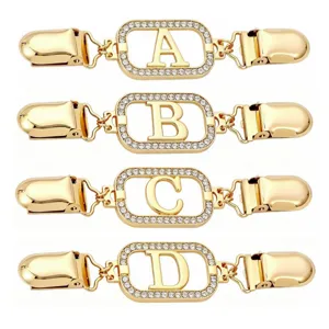 Rhinestone English Letter Sweater Clip Alloy Crystal Brooch Scarf Shawl Pin Women Fashion Clothing Accessories Jewelry