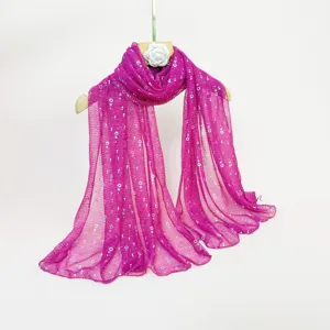 Magenta pleated sequin scarf women spring fashion lightweight long wrap shawl elegant style