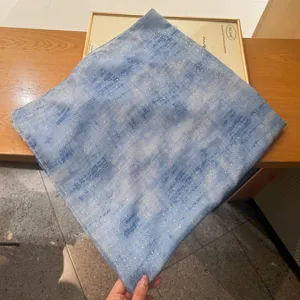 Blue glitter linen scarf shawl summer sun protection breathable lightweight stylish neck wrap