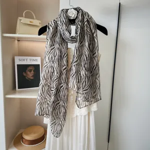 Modische Damen Zebra Muster leichte Schal dünn atmungsaktiv Sonnenschutz elegante Seidenschal