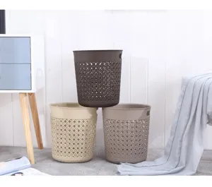 Plastic hollow wastebasket home bathroom kitchen open trash can storage bin garbage basket