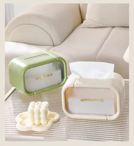 Boite a mouchoirs creative moderne conteneur de stockage de bureau avec fenetre transparente