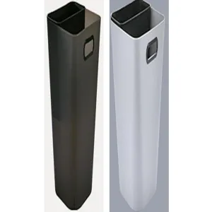 Narrow plastic trash can with press ring and side handle, dual color variant home bin.