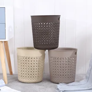 Plastic Hollow Leaf Trash Can Waste Basket Open Wastepaper Bin For Bathroom Kitchen Living Room Home Storage Organizer