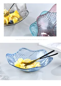 Europaeische grosse Kristall-Plastik-Obstschale, modernes kreatives Wellendesign fuer Wohnzimmer.