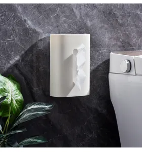 Vista ravvicinata del porta fazzoletti trasparente a parete in un bagno moderno.
