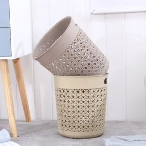 Plastic hollow laundry basket and trash can, breathable design for home, kitchen, bathroom.