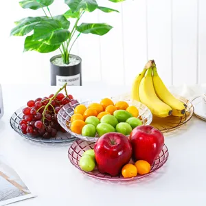Plat à Fruits en Plastique Créatif Européen Grille Géométrique Claire Assise de Collation Salon Bureau Plateau de Rangement Minimaliste