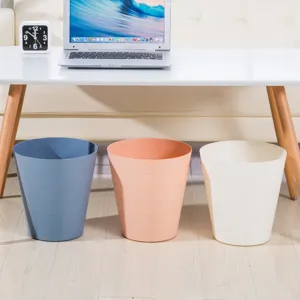 Set de 3 papeleras redondas de plástico grandes para oficina cocina hogar cubo almacenamiento.