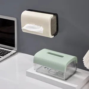 Scatola per Tessuti Trasparente a Parete Dispenser di Tessuti Facciali Supporto di Plastica per Bagno Soggiorno