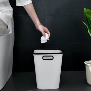 Nordischer Stil Kunststoff Quadratischer Mülleimer Haushalt Wohnzimmer Badezimmer Küche Büro Mülleimer mit Druckring