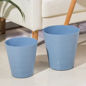 Poubelle minimaliste en plastique nordique corbeille à papier bleue pour bureau et maison