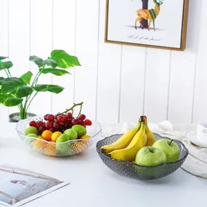 Moderne kristallklare Glas Obstschale dekorative runde Servierschüssel für Küche und Dekoration